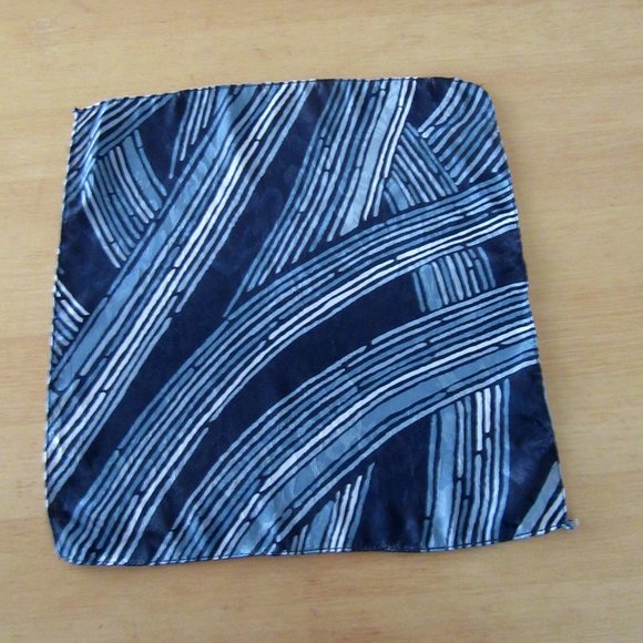 Navy, blue & gray silky pocket square or scarf - Picture 2 of 7